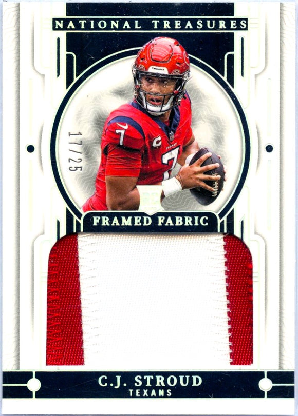 Product Cj Stroud RC 2023 National Treasures Silver Framed Fabric Rookie Patch SP 17/25 Link