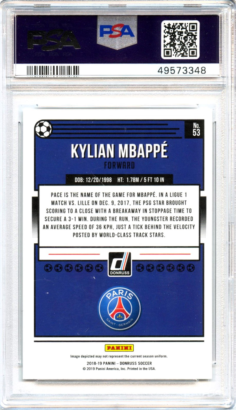 Kylian Mbappe 2018 Donruss Soccer #53 PSA 10-2