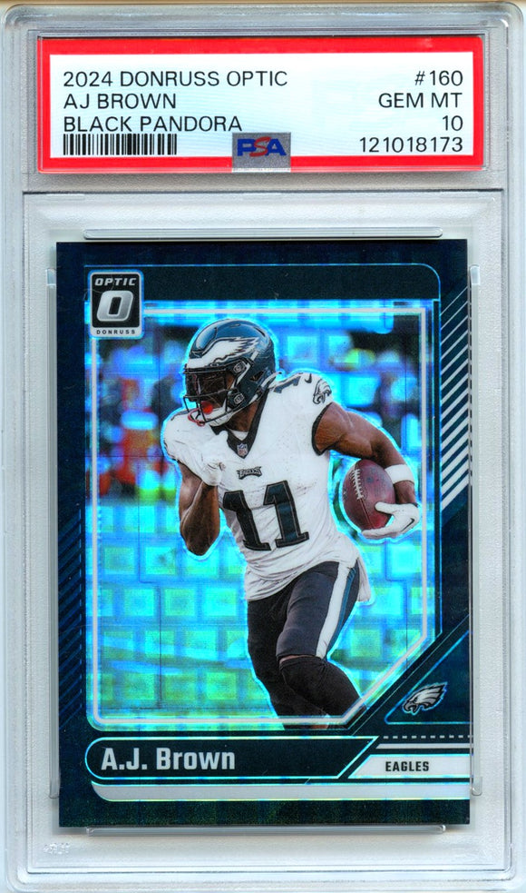 Product Aj Brown 2024 Donruss Optic Black Pandora Prizm SP 3/25 PSA 10 Link