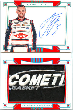 Austin Dillon 2020 National Treasures NASCAR Booklet Platinum Race Used Fire Suit Patch Auto SP 1/1-1