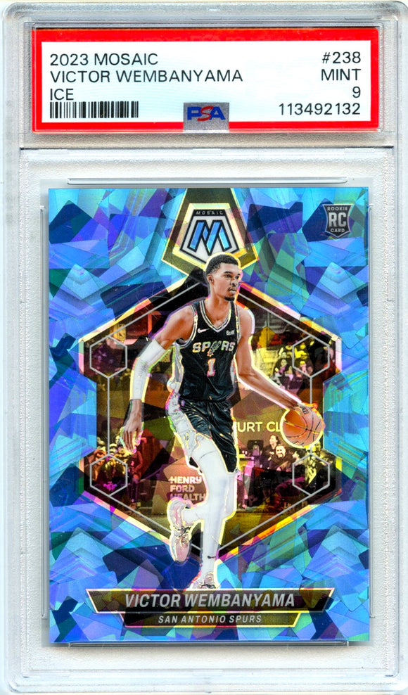 Product Victor Wembanyama RC 2023-24 Panini Mosaic Ice Rookie SP 2/125 PSA 9 Link