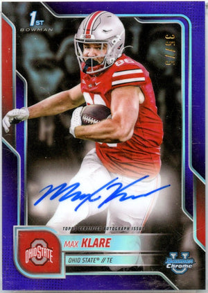 Max Klare RC 2025 Bowman U Chrome Purple Refractor Rookie Auto SP 35/75