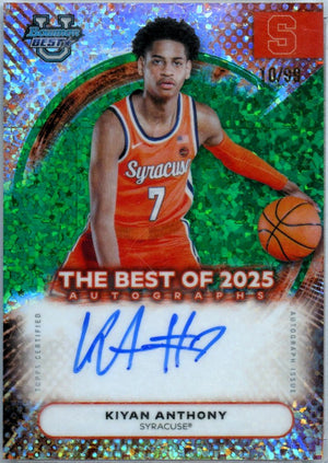 Kiyan Anthony RC 2025 Bowman U Best Green Mini Diamond Rookie Auto SP 10/99