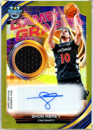 Shon Abaev RC 2025 Bowman U Best Gold Game Graphs Rookie Patch Auto SP 50/50