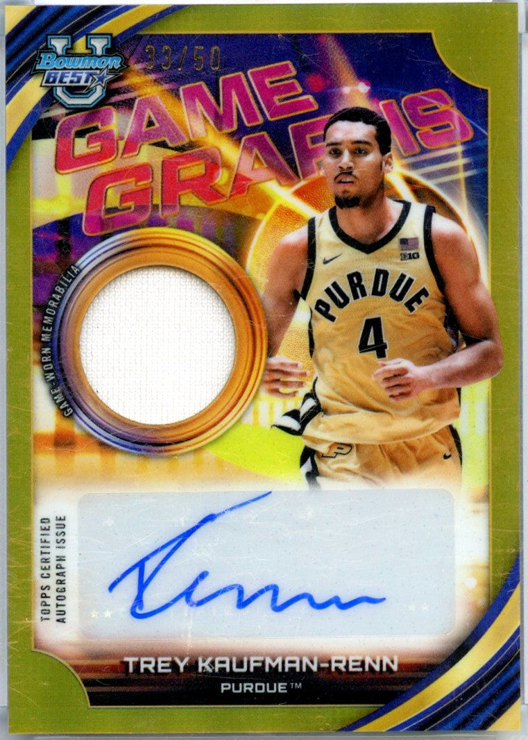 Trey Kaufman-Renn RC 2025 Bowman U Best Gold Game Graphs Rookie Patch Auto SP 33/50-1
