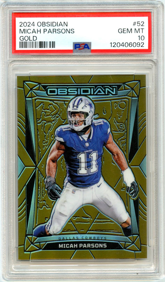 Product Micah Parsons 2024 Panini Obsidian Gold SP 10/10 PSA 10 Link