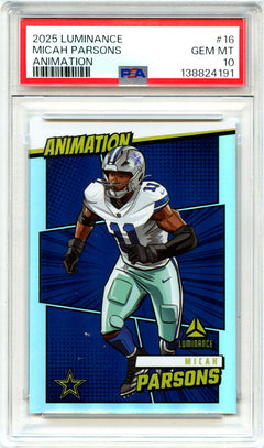 Micah Parsons 2025 Panini Luminance Animation Case Hit SSP #16 PSA 10-1