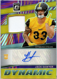 Jack Sawyer RC 2025 Donruss Optic Dynamic Rookie Patch Auto SP 9/35-1