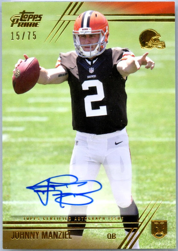 Johnny Manziel RC 2014 Topps Prime Rookie Auto SP 15/75