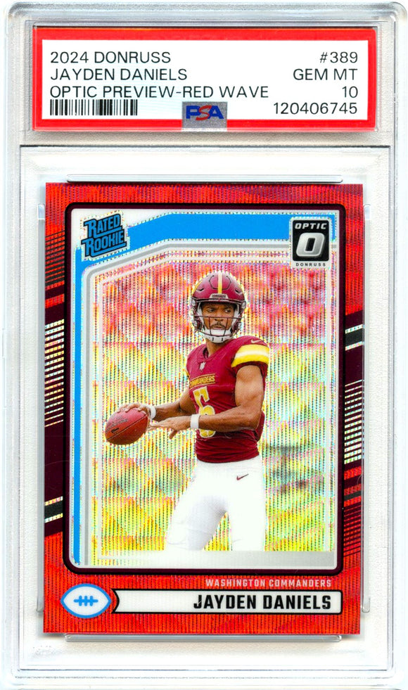 Product Jayden Daniels RC 2024 Donruss Optic Preview Red Wave Rated Rookie #389 PSA 10 Link