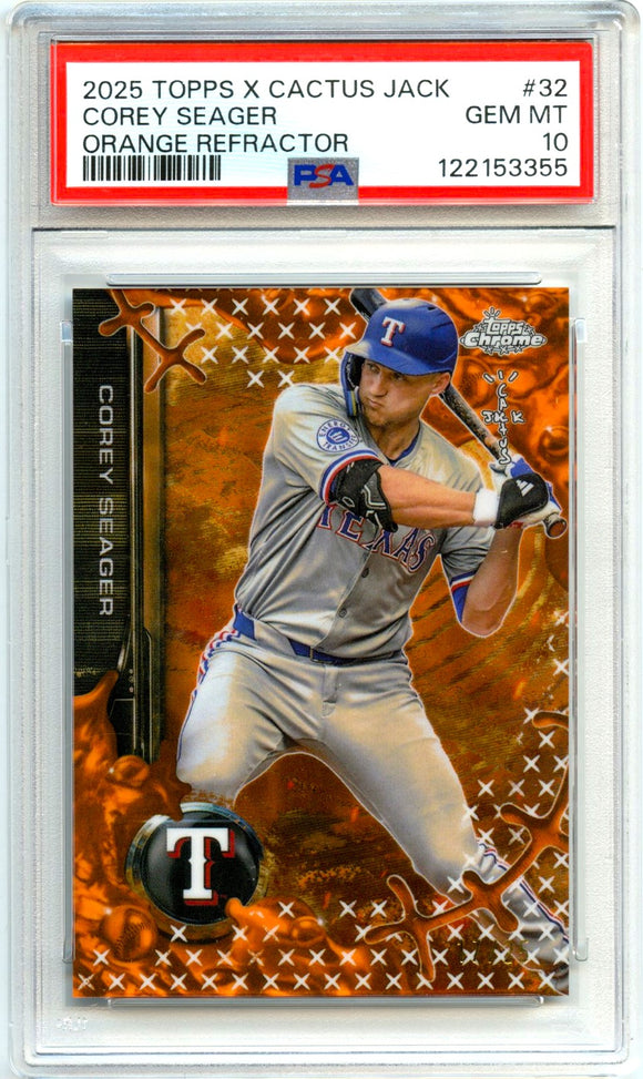 Product Corey Seager 2025 Topps Chrome X Cactus Jack Orange Refractor SP 17/25 PSA 10 Link