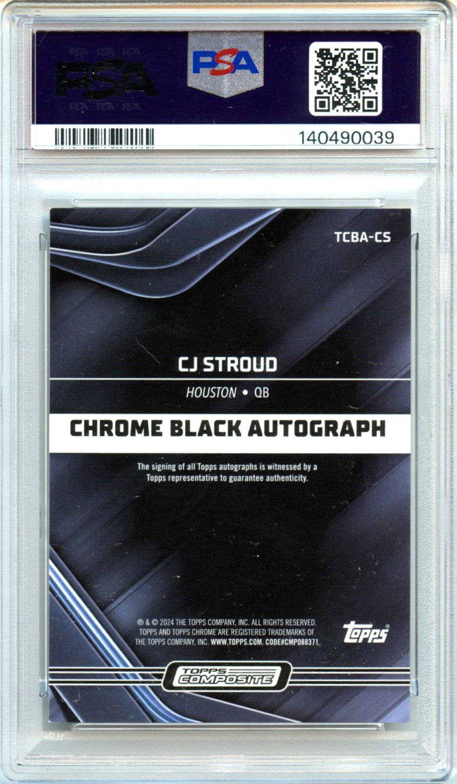Cj Stroud RC 2023 Topps Composite Chrome Black Green Rookie Auto 42/99 PSA 9-2
