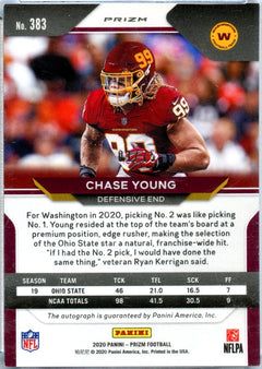 Chase Young RC 2020 Panini Prizm Green Scope Rookie Auto SP 1/75-2