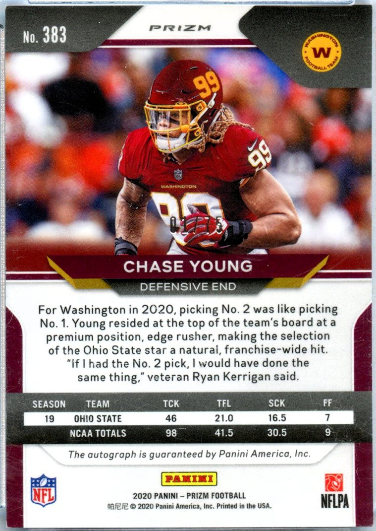 Chase Young RC 2020 Panini Prizm Green Scope Rookie Auto SP 1/75-2