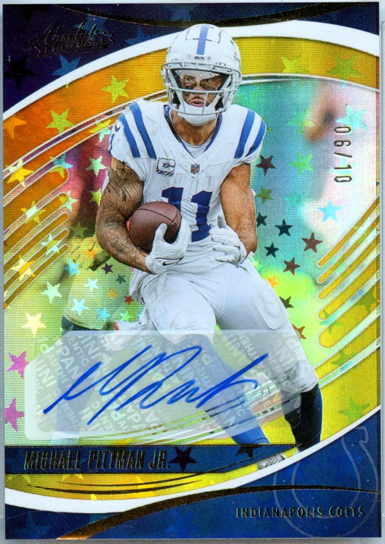 Michael Pittman Jr 2025 Panini Absolute Gold Stars Auto SP 6/10