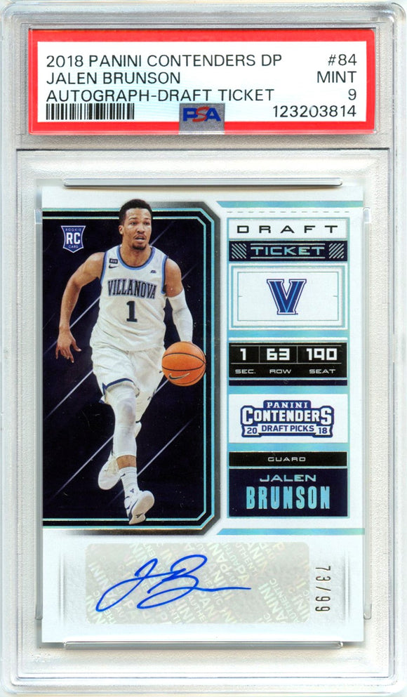 Product Jalen Brunson RC 2018 Panini Contenders Draft Ticket Rookie Auto SP 73/99 PSA 9 Link