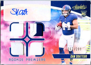 Cam Skattebo RC 2025 Panini Absolute Rookie Premier Quad Patch Auto SP 162/299