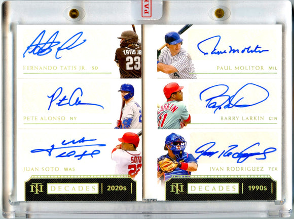 Product Tatis Molitor Alonso Larkin Soto Rodriguez 2021 National Treasures Decades 6 Player Booklet Auto SP 5/5 Link