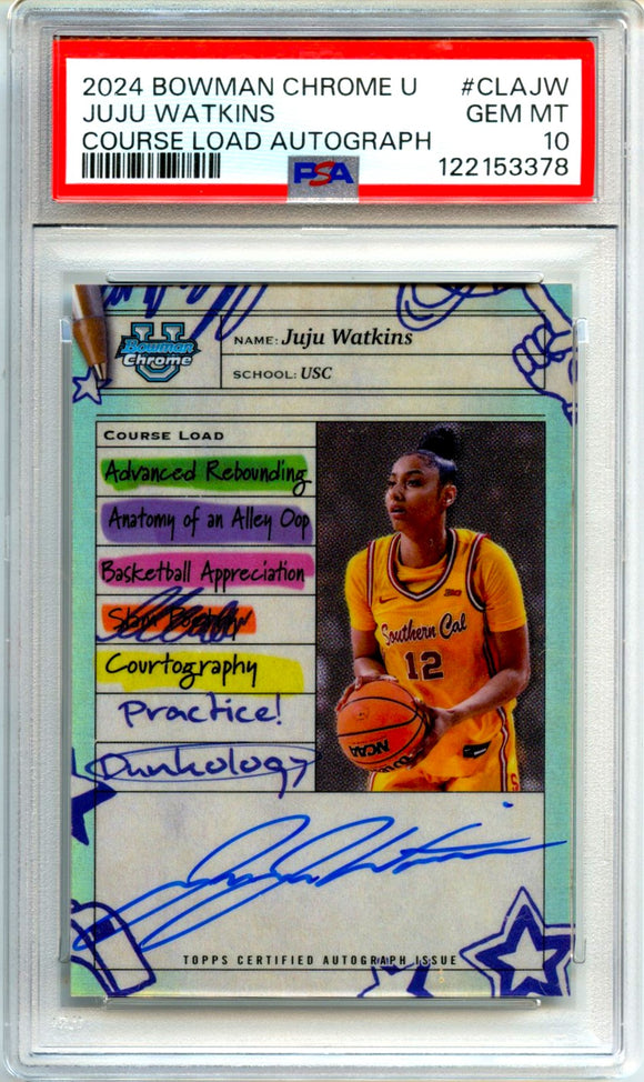 Product Juju Watkins RC 2024-25 Bowman U Chrome Course Load Rookie Auto PSA 10 Link