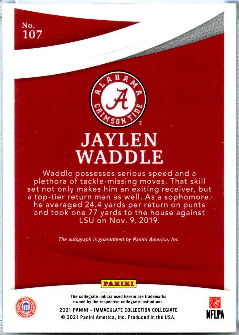 Jaylen Waddle RC 2021 Immaculate Collegiate Rookie Auto SP 13/99-2