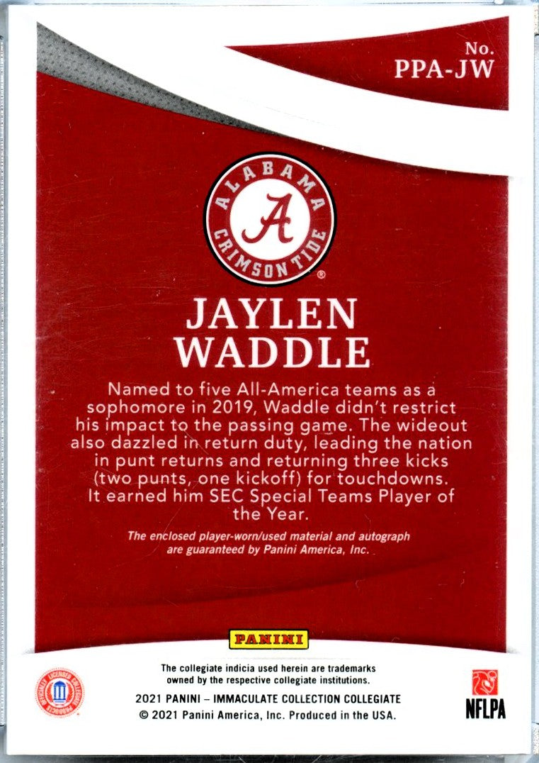 Jaylen Waddle RC 2021 Immaculate Collegiate Rookie Patch Auto SP 31/99-2