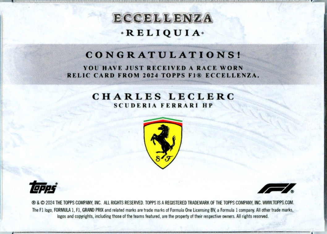 Charles Leclerc 2024 Topps Eccellenza Race Used Patch-2