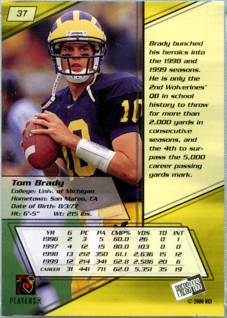 Tom Brady RC 2000 Press Pass Rookie #37-2