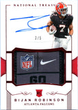 Bijan Robinson RC 2023 National Treasures Red Laundry Tag Rookie Patch Auto SP 3/5