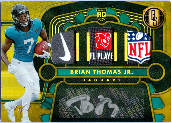 Product Brian Thomas Jr RC 2024 Panini Gold Standard Black Triple Rookie Patch Auto SP 1/1 Link