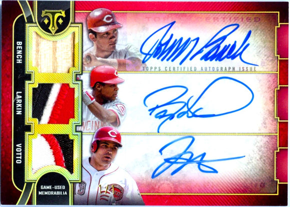 Product Bench Larkin Votto 2024 Topps Triple Threads Red Game Used Patch Auto SP 1/1 Link