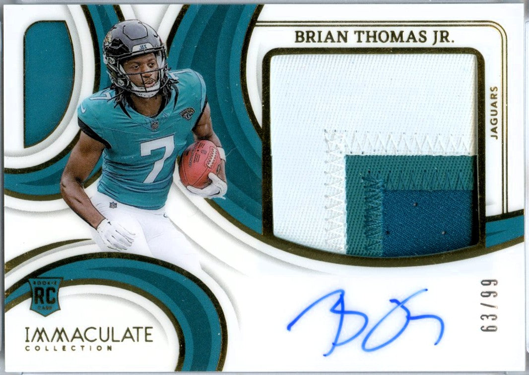 Brian Thomas Jr RC 2024 Immaculate Gold Rookie Patch Auto SP 63/99