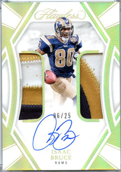 Isaac Bruce 2024 Flawless Holo Gold Dual Jersey Patch Auto SP 6/25-1