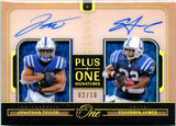 Jonathan Taylor Edgerrin James 2024 Panini One Gold Plus One Signatures Dual Auto SP 2/10