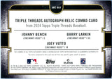 Bench Larkin Votto 2024 Topps Triple Threads Red Game Used Patch Auto SP 1/1