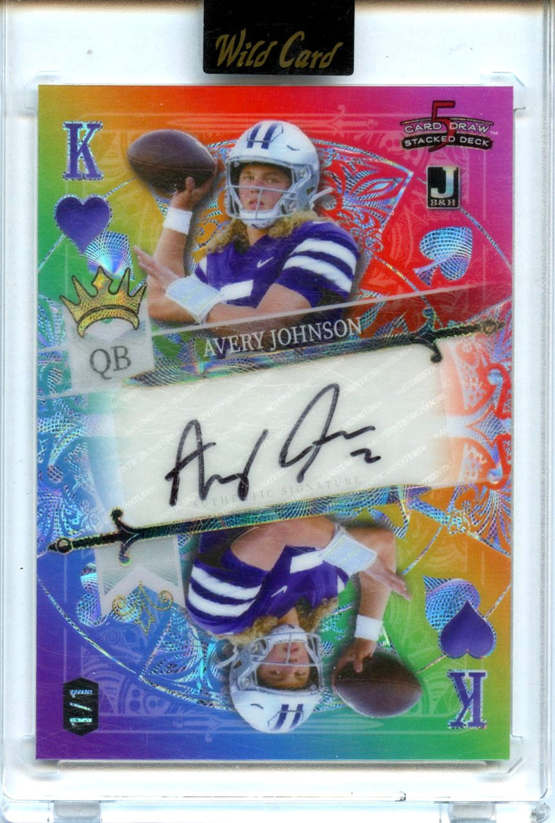 Avery Johnson RC 2024 Wild Card Draw 5 Stacked Deck Rainbow King Hearts Rookie Auto SP 1/1-1