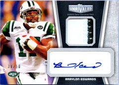 Braylon Edwards 2010 Topps Unrivaled Black Game Used Patch Auto SP 38/50-1
