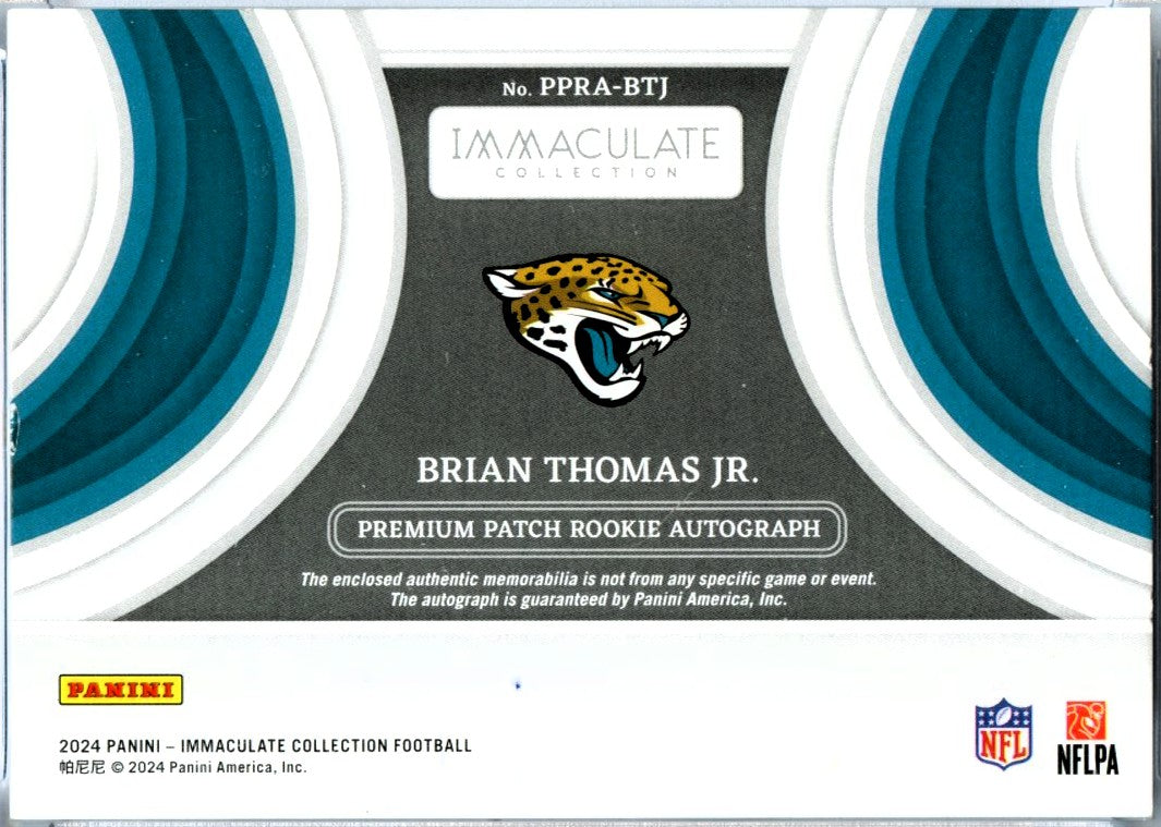 Brian Thomas Jr RC 2024 Immaculate Gold Rookie Patch Auto SP 63/99-2