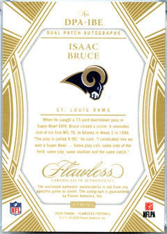 Isaac Bruce 2024 Flawless Holo Gold Dual Jersey Patch Auto SP 6/25-2