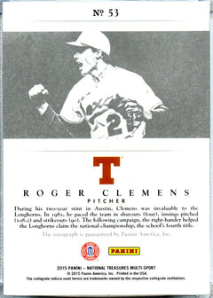Roger Clemens 2015 National Treasures Collegiate Auto SP 77/99-2