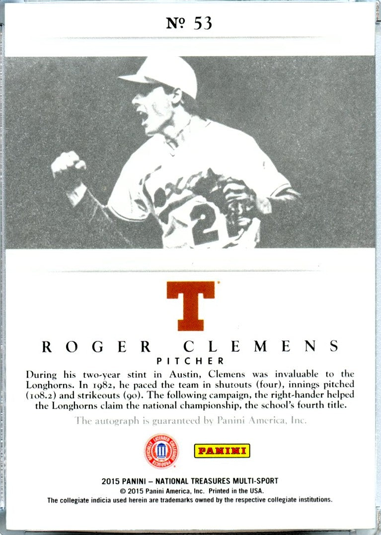 Roger Clemens 2015 National Treasures Collegiate Auto SP 77/99-2