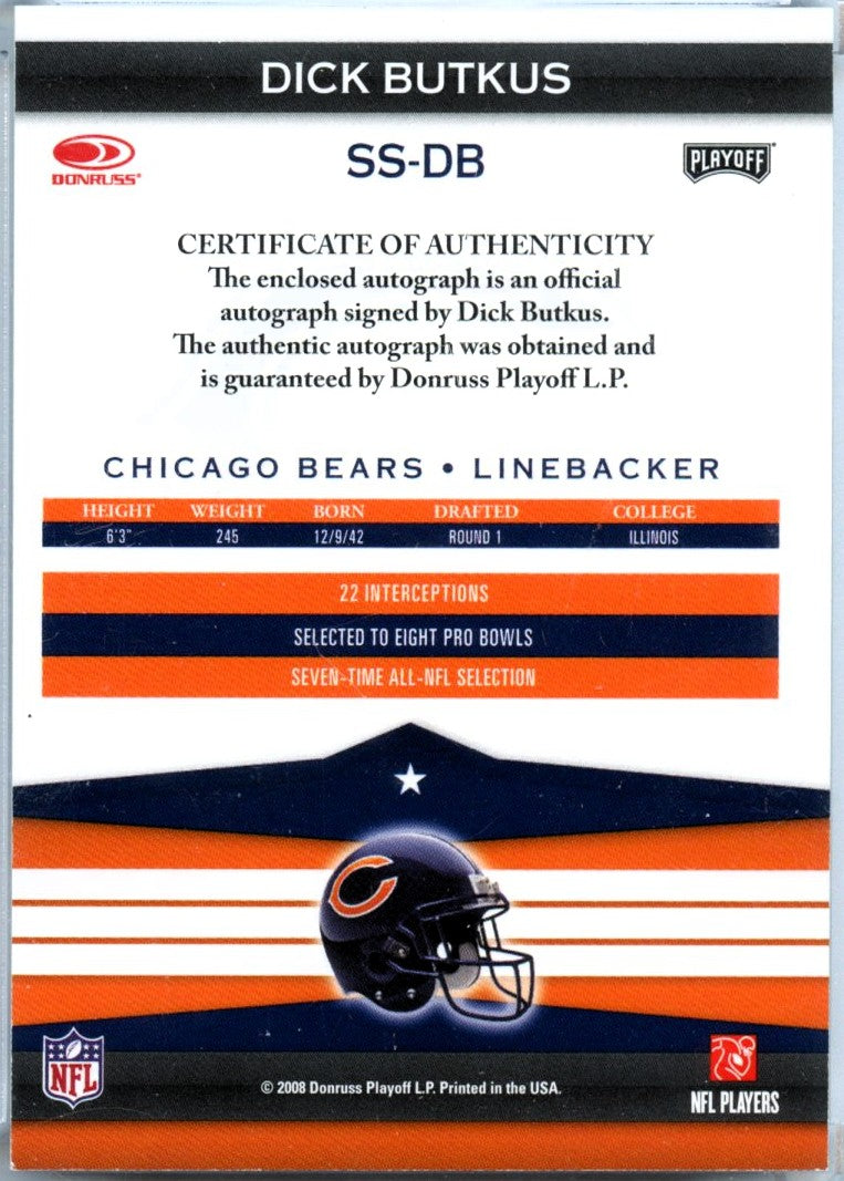Dick Butkus 2008 Donruss Playoff Silver Signatures Auto-2