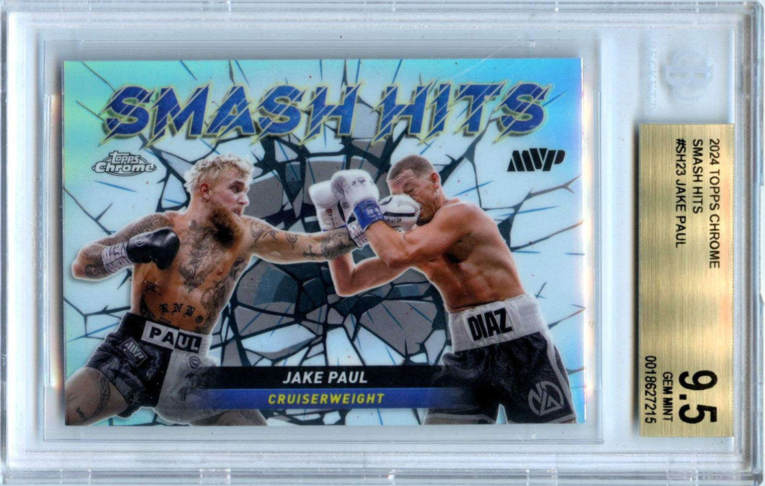 Jake Paul 2024 Topps Chrome Boxing Smash Hits BGS 9.5