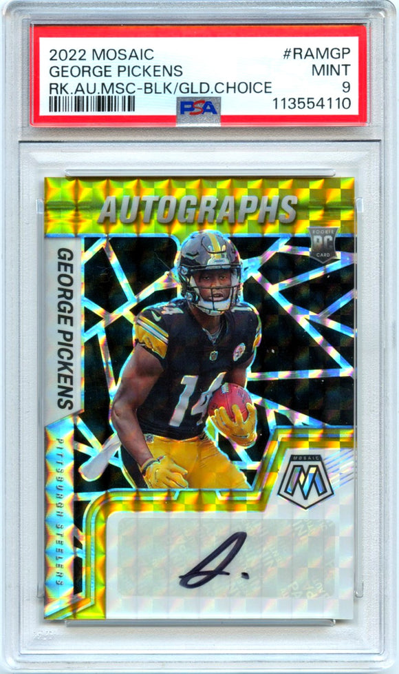Product George Pickens RC 2022 Panini Mosaic Black Gold Choice Rookie Auto SP 8/8 PSA 9 Link
