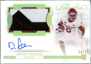 Devon Achane RC 2023 Flawless Collegiate Holo Gold Rookie Patch Auto SP 4/10