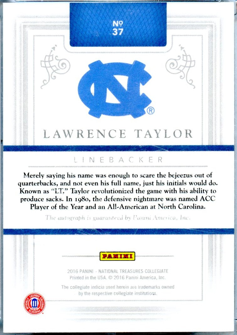 Lawrence Taylor 2016 National Treasures Collegiate Auto SP 13/25-2