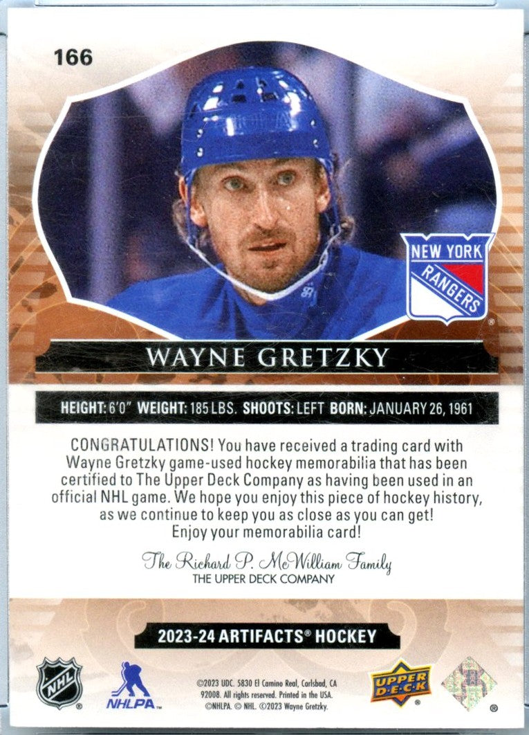 Wayne Gretzky 2023-24 UD Artifacts Dual Game Used Patch SP 131/149-2