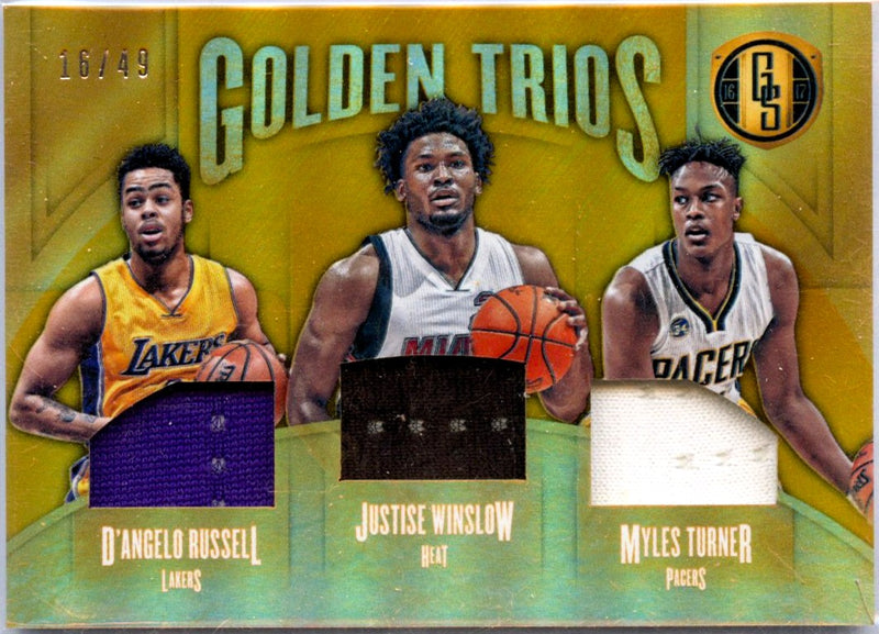 D'angelo Russell Justise Winslow Myles Turner 2016-17 Panini Gold Standard Golden Trios Rookie Patch SP 16/49-1