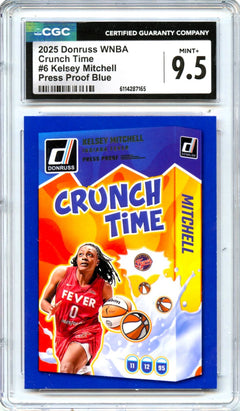 Kelsey Mitchell 2025 Donruss WNBA Blue Press Proof Crunch Time #6 CGC 9.5-1