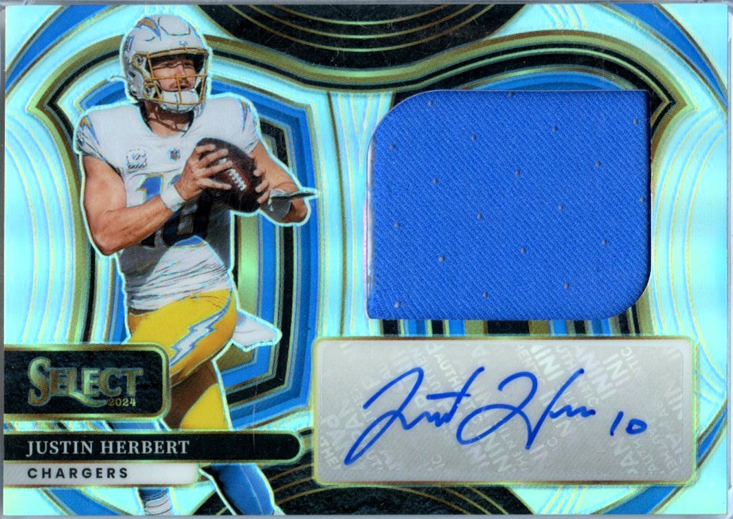 Justin Herbert 2024 Panini Select Silver Jersey Patch Auto SP 74/99-1