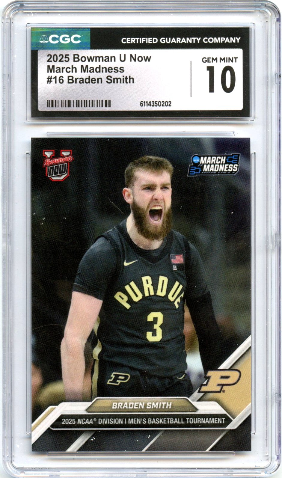 Braden Smith RC 2025 Bowman U Now March Madness Rookie #16 CGC 10